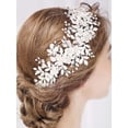 thumbnail image 2 of Bridal Headband Leaves and Flower Hair Vine Crystal Tiara Crown for Wedding Hair Accessories for Women and Girls (Silver), 2 of 10