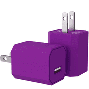 4 Pack: Universal AC USB Wall Charger Cube for for iPhone 11 Pro Max/X/8/7, iPad, Samsung Phones and More USB Charging Block - Purple