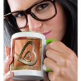 thumbnail image 2 of 3drose, Two Gold Hearts with Jewel, Peach, 15oz Two-tone Green Mug, 2 of 6