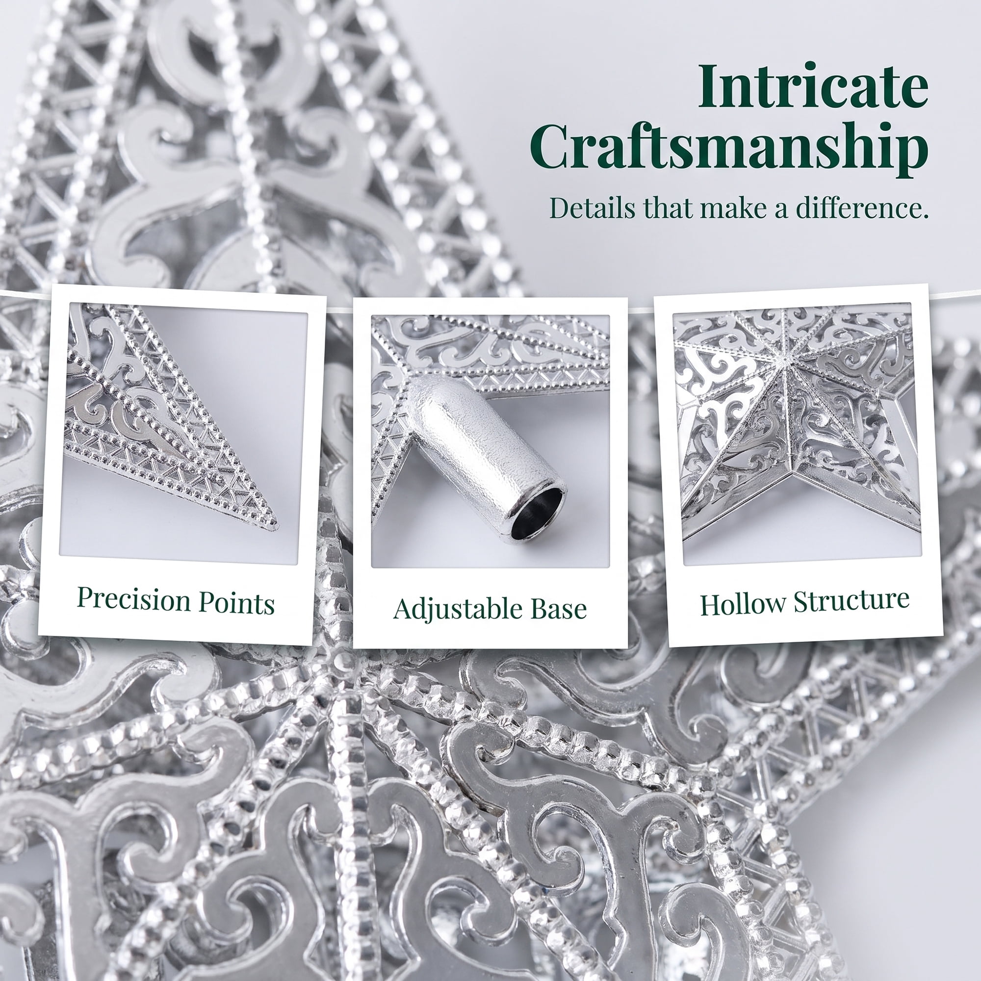 Unique Bargains Openwork Astral Motif Adjustable Invisible Canopy Accents Silver 5.9"