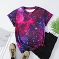 thumbnail image 7 of Penkiiy Galaxy Printed Shirt , Women's Print Graphic T Shirt Short Sleeve Summer T-Shirt Novelty Casual Tee XL Hot Pink, 7 of 7