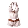 thumbnail image 6 of Leey-World 2 Piece Y2k Polka Dot Halter Bikini with Shorts 2000s Bathing Suit Set Summer Vacation Cute Beach Tankini Swimsuit(Red,XL), 6 of 7