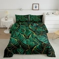 thumbnail image 2 of Manfei Monstera Leaf Full Size Comforter Sets,Tropical Botanical Bedding Comforter Set,Green Gold Bedding Sets For Girl Boys,Ultra Soft Home Decor Reversible,3-Piece, 2 of 8