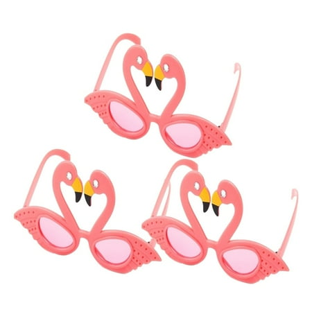

3PCS Funny Glasses Flamingos and Hawaiian Style Eyewear Party Eyeglasses with Rhinestone for Hawaiian Ball Photobooth (Pink)