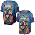 thumbnail image 3 of Hippie Bulldog Portrait oil painting Watercolor Tie-dye Vintage All Over Print 3D Baseball Shirt Dog Lover Gifts Idea Softball Sport - 00015, 3 of 6