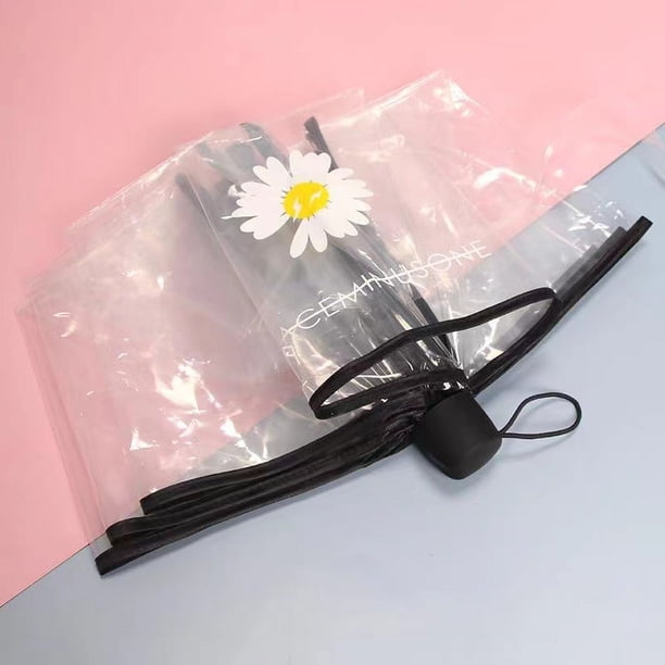 Paraguas transparente para mujer, paraguas plegable con diseño de flores de verano, paraguas de diosa blanca, paraguas transparente automático para estudiantes creativos Mori