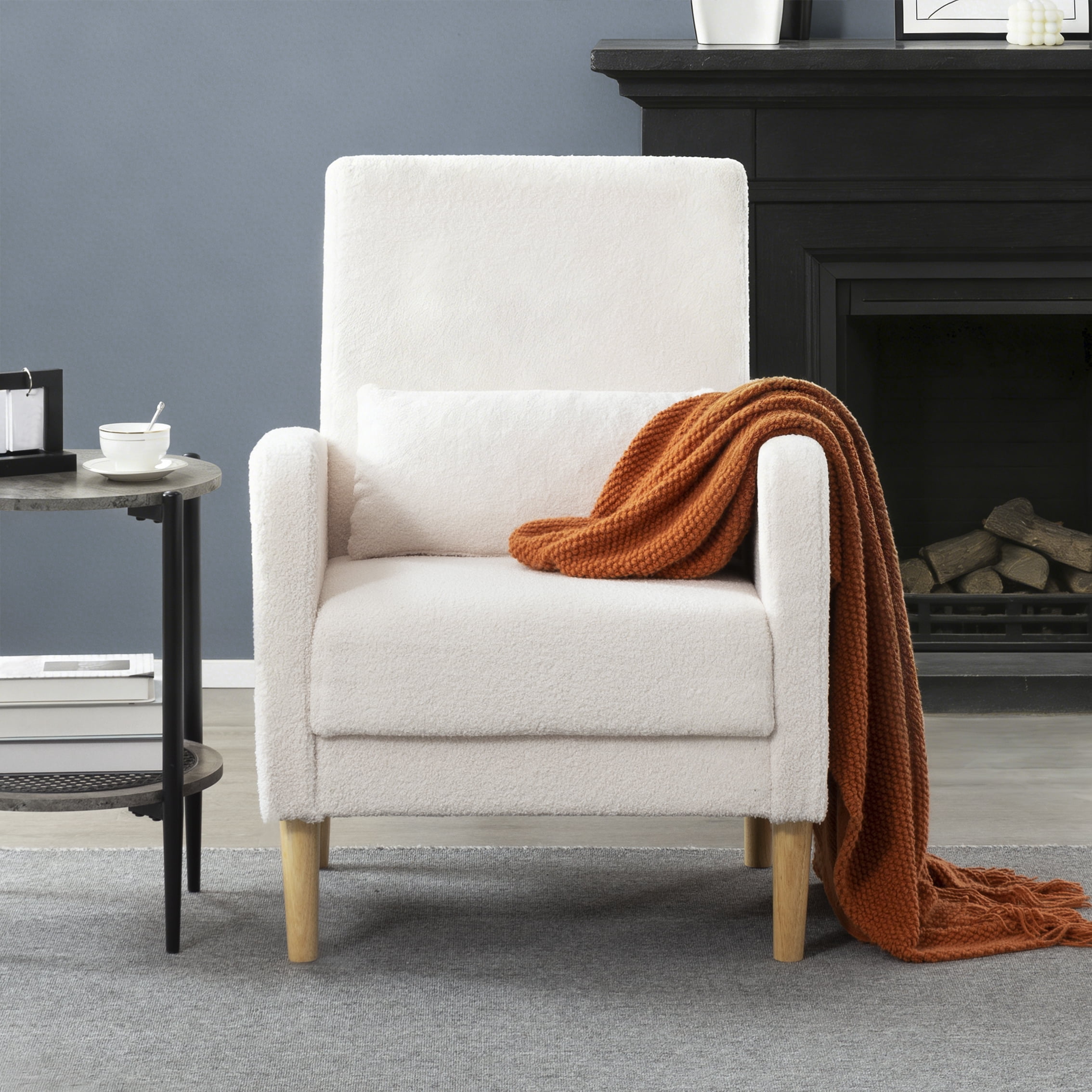 BSHTI 26.5” Modern design Style Accent Chair. Easy to Assemble Accent Chair with Storage Side Pocket and Solid Wood Frame for Livingroom