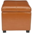 thumbnail image 3 of Safavieh Elizabeth Pouf de Rangement en Cuir de Hêtre en Selle, 3 of 5