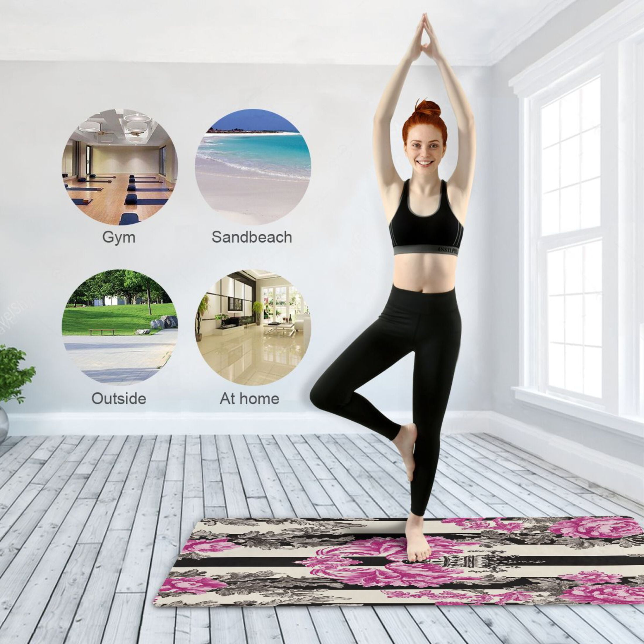 BZSMCE Yoga Mat Women Floral Crown Fitness Mat