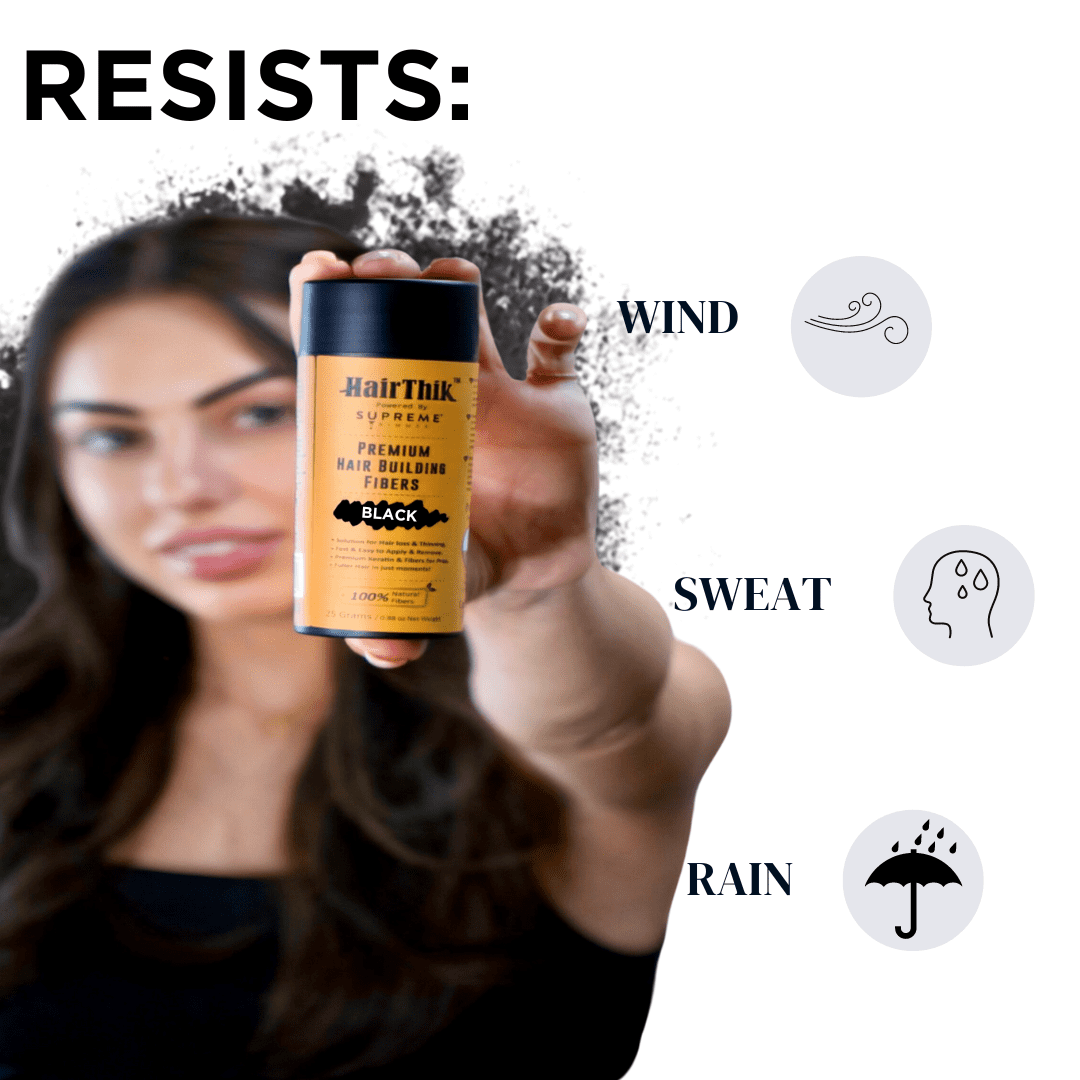 HairThik Hair Building Fibers - Instantly Fill in Fine or Thinning Hair for Thicker, Fuller-Looking Hair for Men & Women – Hair Thinning & Balding solution | BLACK, 15 Grams - HFR/15B