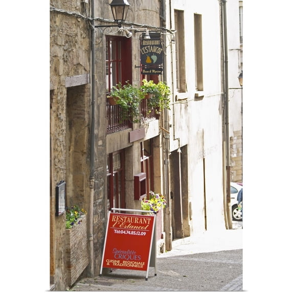 Great BIG Canvas | "Street scene in Vinenne, a restaurant called lEstancot in the old town, France" Art Print - 24x36