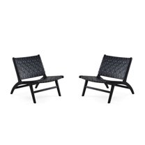 Manhattan Comfort Maintenon Modern Wood Accent Chair in Black (Set of 2)