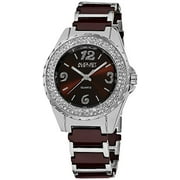 August Steiner Womens Crystal Accented Watch - Two Rows Genuine Crystals On Bezel On Ceramic Bracelet Watch - AS8036