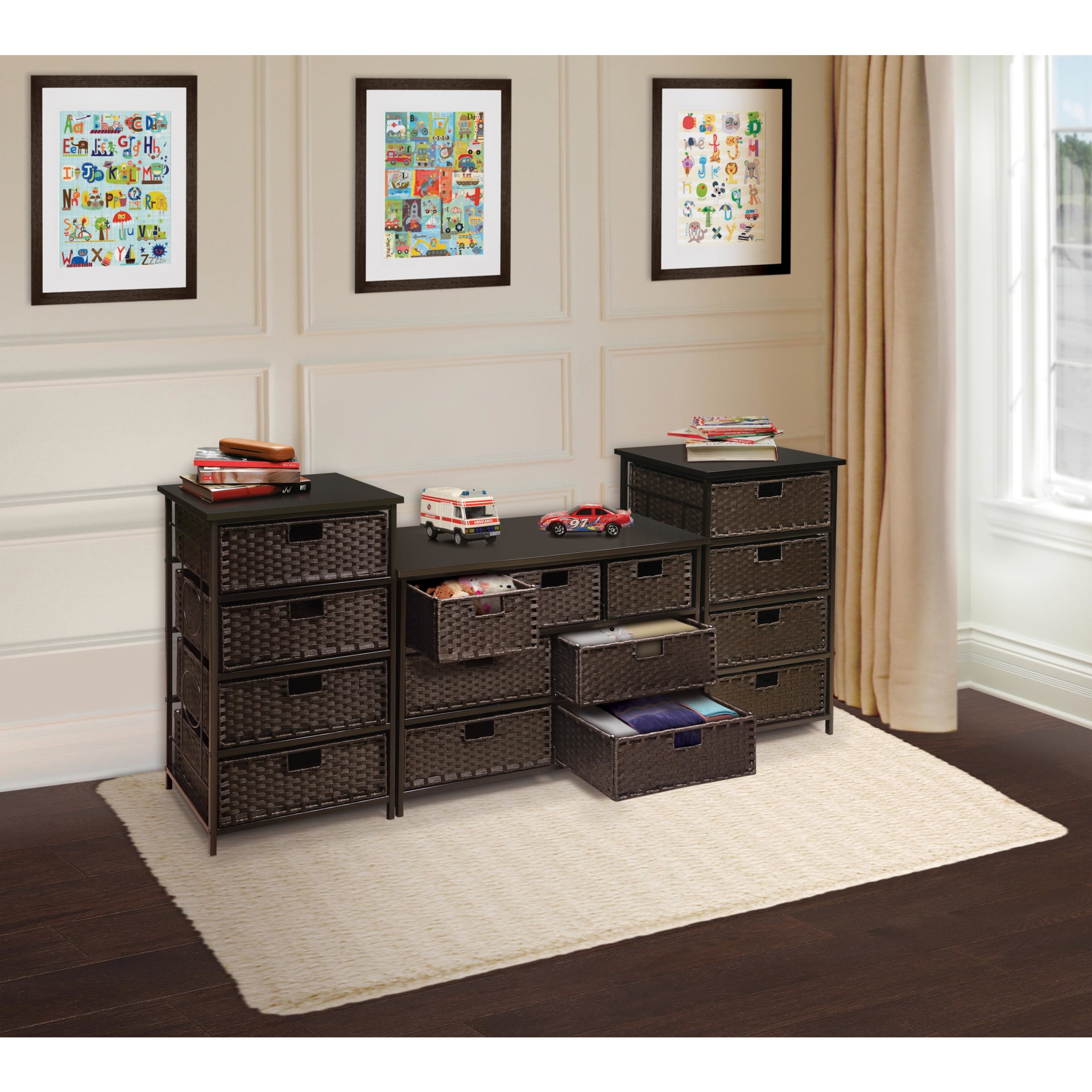 Badger Basket August Collection Tall Four Basket Storage Unit - Espresso