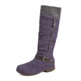 thumbnail image 4 of Women’s Knit Cuff Knee‑High Tall Boots, Side Zip Buckle Strap Winter Boots, Low Block Heel Warm Fashion Footwear, 4 of 8
