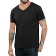 thumbnail image 2 of LANGWYQU Summer Short Sleeved Men Solid Color V-Neck Shirt Tops With Pocket, 2 of 5