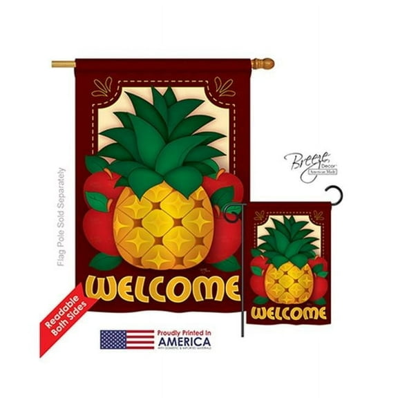Breeze Decor 17017 Welcome Pineapple 2-Sided Vertical Impression House Flag - 28 x 40 in.