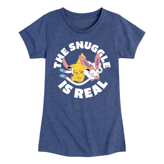 Pokémon - The Snuggle Is Real Pikachu And Sylveon - Toddler & Youth Girls Short Sleeve Graphic T-Shirt