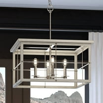 Luxury Modern Farmhouse Chandelier, 12.75H x 21.375W, with Coastal Style, Brushed Nickel, UHP3951 by Urban Ambiance
