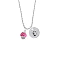 thumbnail image 2 of Delight Jewelry Silvertone Hot Pink Giraffe Print Spinner Silvertone Script Initial Disc - O - Charm Necklace, 20"+3", 2 of 4