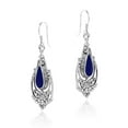 thumbnail image 2 of AeraVida Victorian Inspired Classic Teardrop Blue Lapis Lazuli and Sterling Silver Fish Hook Chandalier Dangle Earrings Evening Wear Jewelry Gifts for Women, 2 of 4