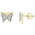 thumbnail image 3 of 10K Yellow Gold Round Diamond Small Butterfly Stud Themed Earrings 0.12 Ct., 3 of 5
