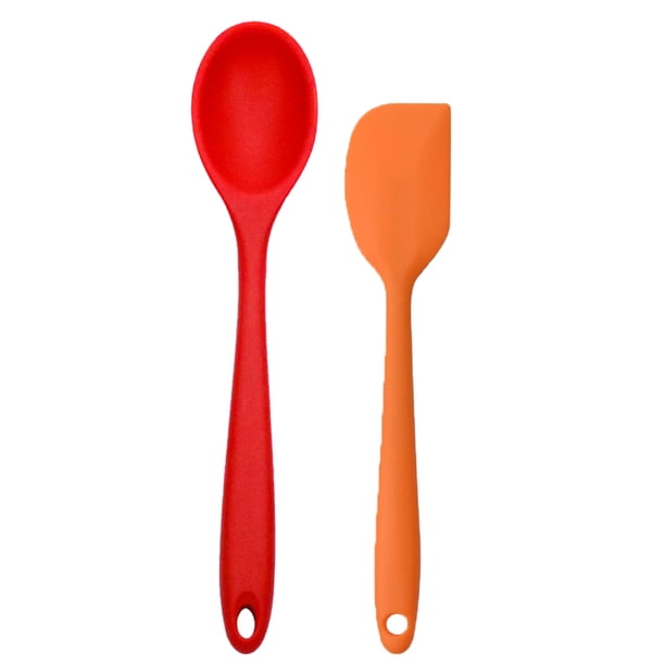 Juego de mini utensilios de cocina de 2 piezas: utensilios de cocina de silicona con cucharas