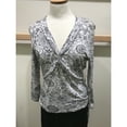 thumbnail image 1 of White And Black Celestial Floral Star Print Knit Top With Knot Front (Style# 17552), 1 of 3