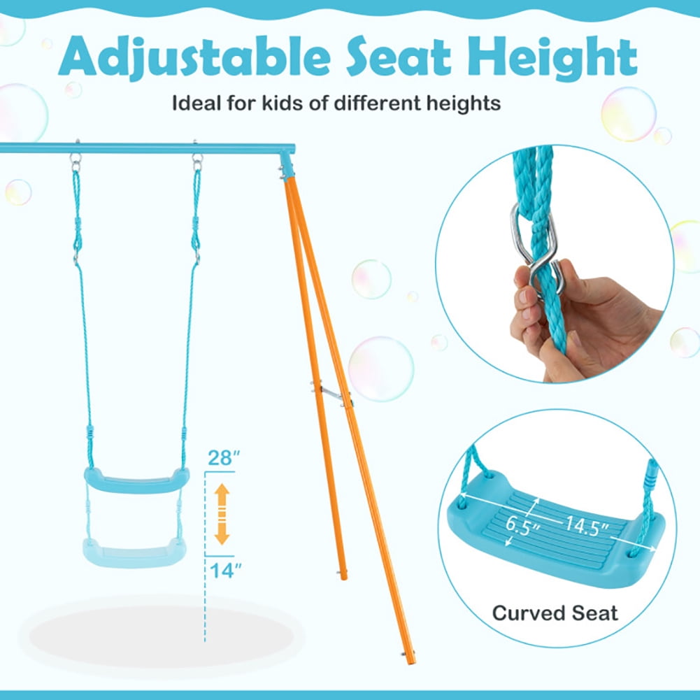 Yardi Yarda Outdoor Heavy Duty Metal Toddler Swing Set with Stand, Orange