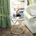 thumbnail image 3 of ASYA Gold End Table, Glass Accent Side Table for Living Room, Small Round Nightstand for Bedroom, 3 of 13