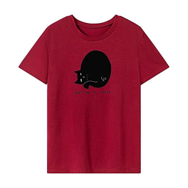 Camiseta para mujer con cuello redondo, camiseta básica elegante para el trabajo, oficina, playa L