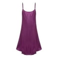 thumbnail image 5 of Women's Satin Nightgown Short Slip Sleep Dress Silk V Neck Sleepwear Solid Color Nightwear, Purple, 5 of 8