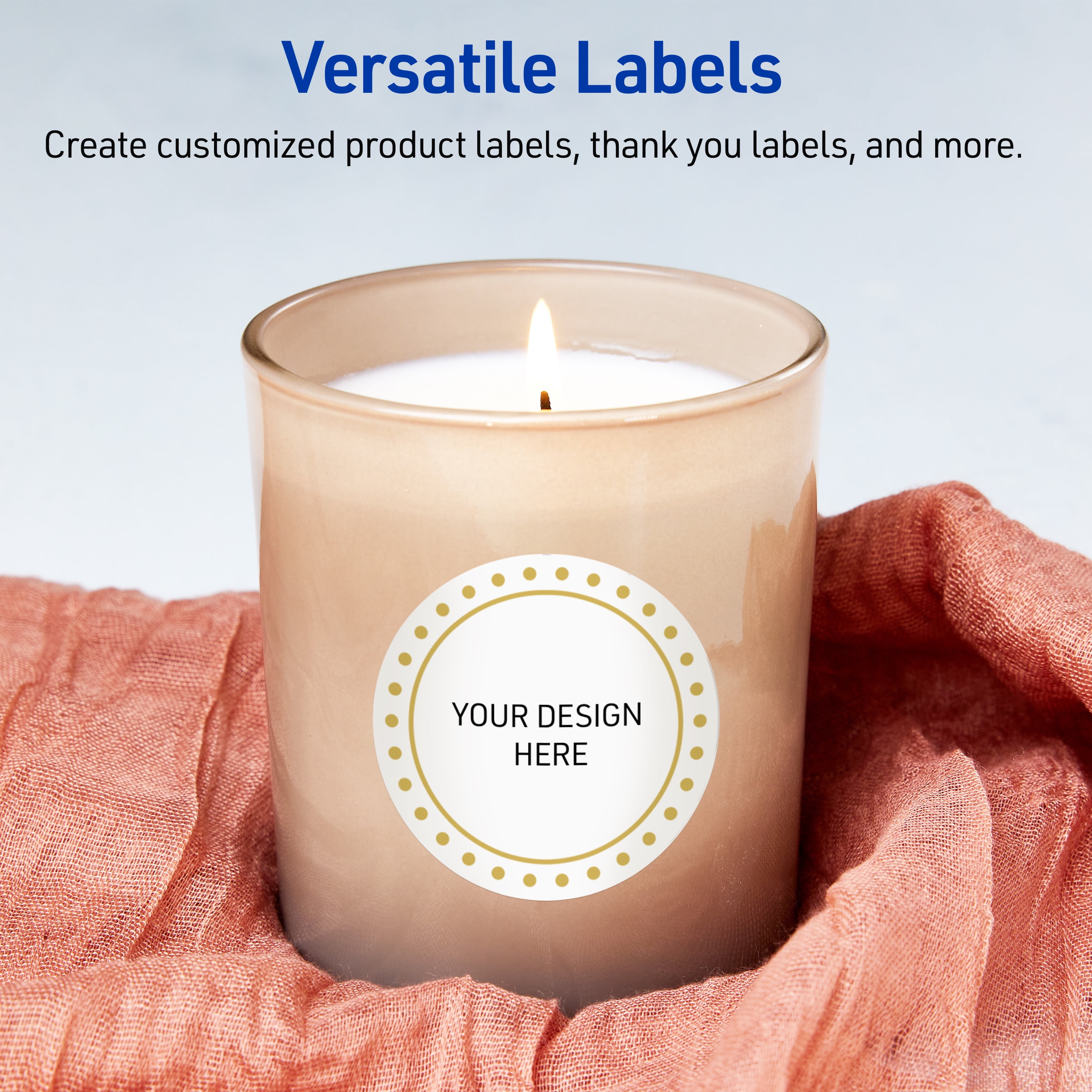 Avery 3" Diameter Labels, Gold Border with Gold Dots, 60 ct, Glossy, Gold Border with Gold Dots