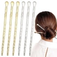 thumbnail image 1 of Paquete de 6 palillos chinos para el pelo para mujer, palillos de metal para moños, palillos largos para el pelo, accesorios de peinado de moda (oro y plata), 17,2 cm, 1 of 5