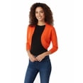 thumbnail image 2 of ALLSENSE Women's 3/4 Sleeve Open Front Bolero Shrug Cardigan, Orange, X-Large, 2 of 6