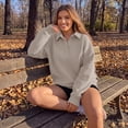 thumbnail image 6 of SUNBS Womens Sweatshirts Polo Collar Half-Button Oversized Long Sleeve Lounge Pullover Tops, 6 of 8