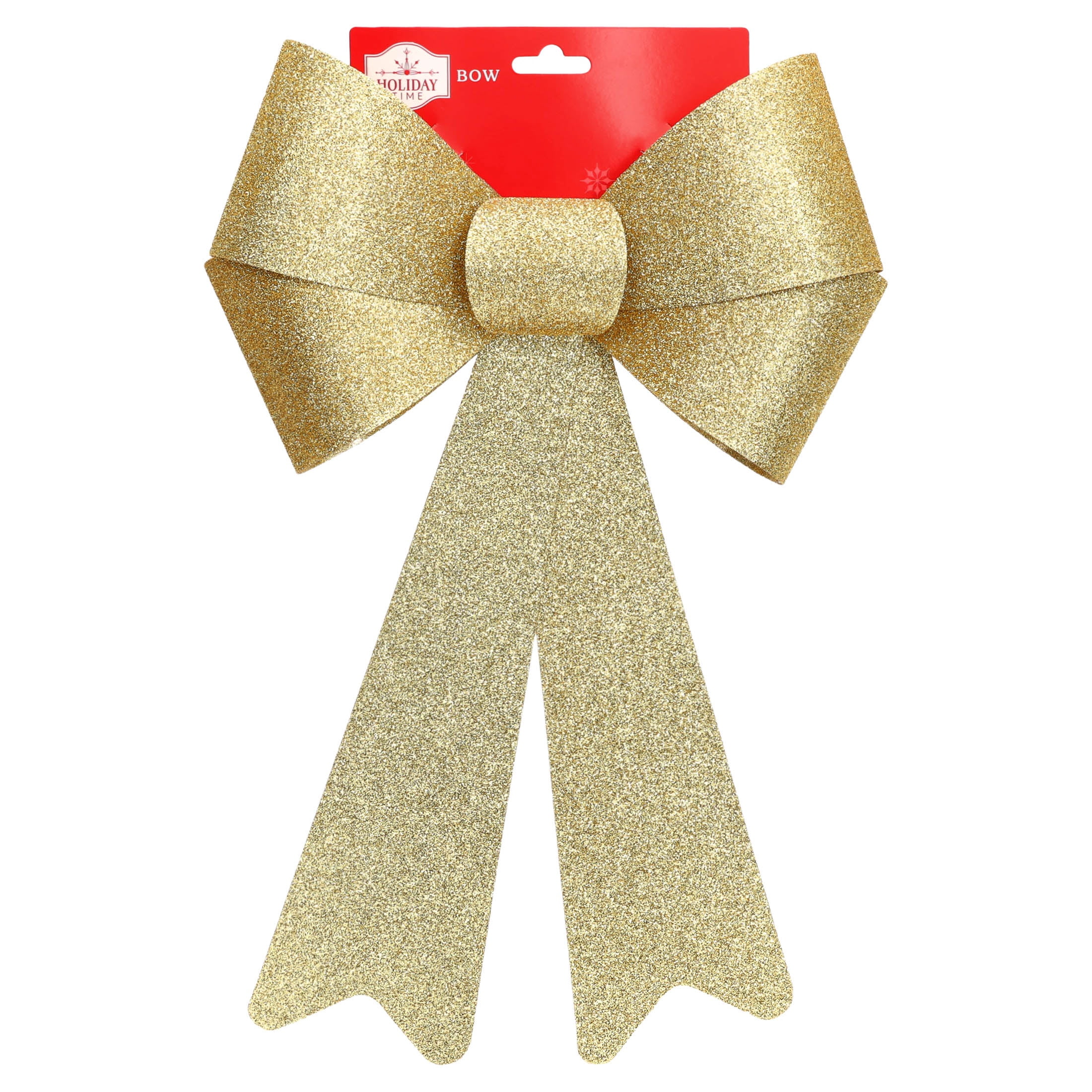 Gold Glitter Plastic Decorative Christmas Bow, 16", by Holiday Time