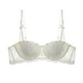 thumbnail image 4 of Arlun Women's Half-Cup Lace Bras Push up Support Gathered Bras Underwired Low Cut Mesh Bralettes Comfortable Breathable Lightweight Design White3 36-L, 4 of 4