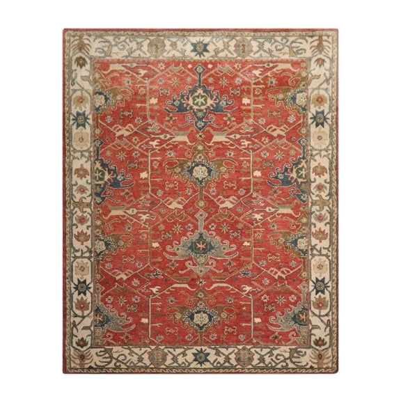 ALEF HOME Art Deco Floral Tufted Multicolor Oushak Design Area Rug, 6x9 ft, Quick Dry