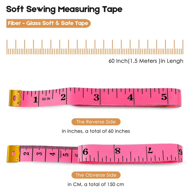 Basics Tape Measure - 16 Feet, Pink & Singer 00218 Tape Measure,  60-Inch