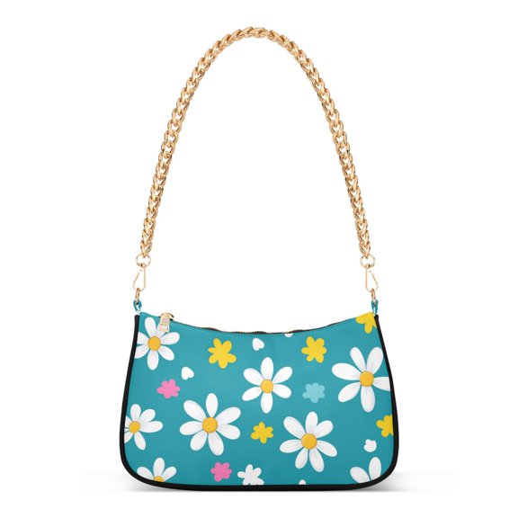 FORMRS Womens Shoulder Bag with Chain Strap Clutch Purse Cute Tote Handbag, Small Daisy