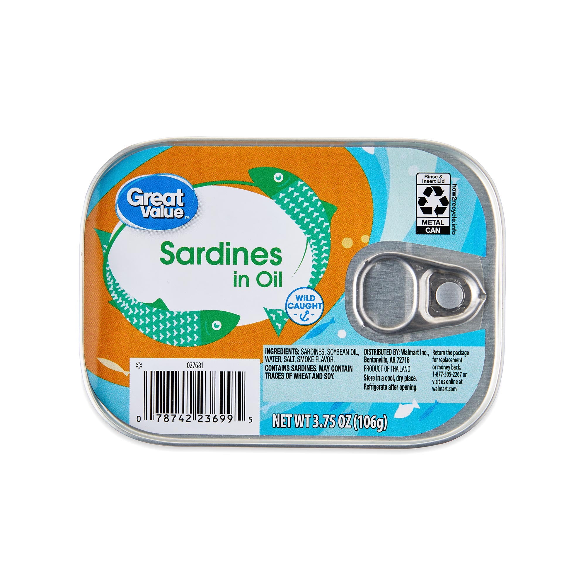 Great Value Sardines in Oil, 3.75 oz