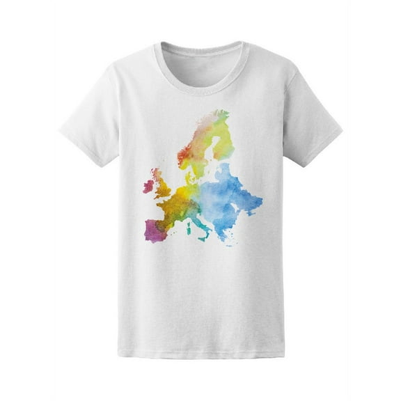 Watercolor Map Of Europe T-Shirt Women -Image by Shutterstock, Female Medium