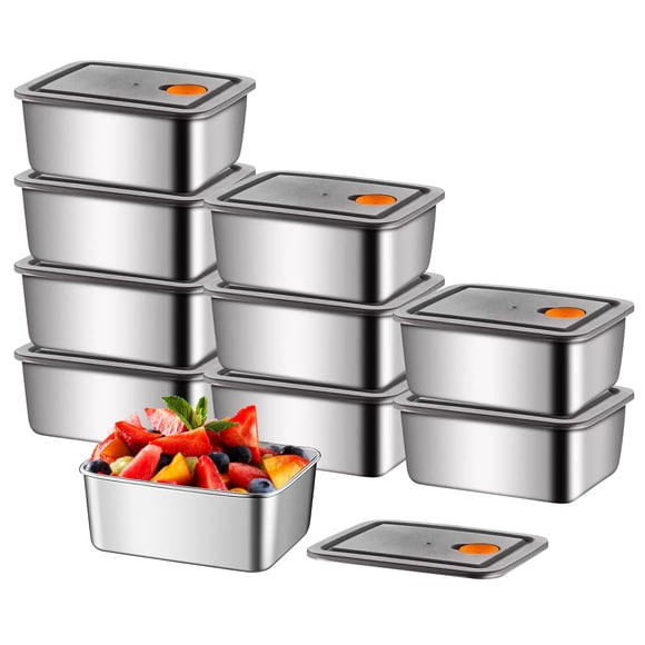 Stainless Steel Food Storage Containers Set for Kitchen with Lids Airtight Bento Lunch Boxes Refrigerator and Microwave Safe 10 Durable Food Preservation Solution across Home and Pantry