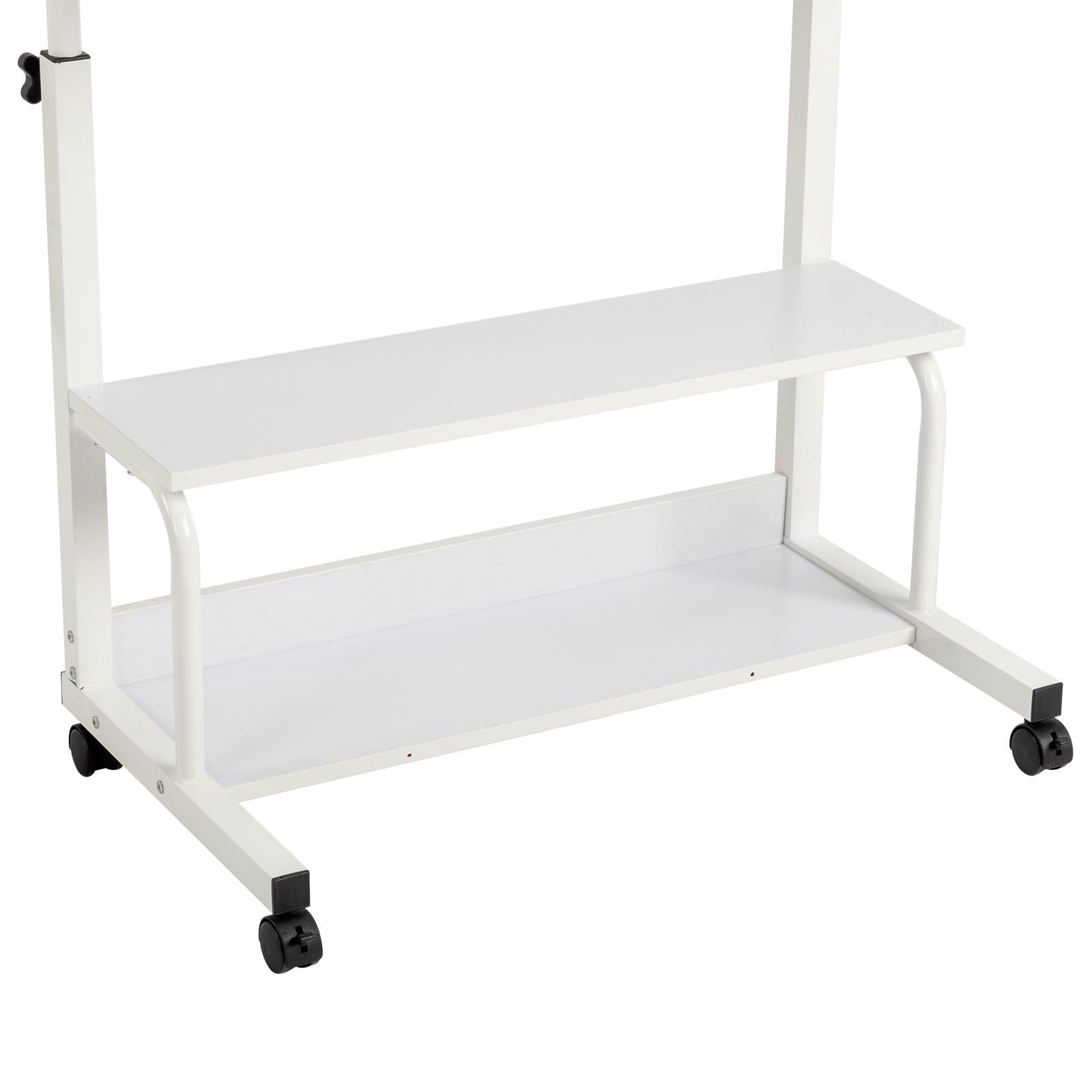Height Adjustable Computer Desk with USB Ports & AC Outlets, White Wood Grain Ergonomic Study Writing Desk for Home Office Student Bedroom