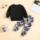 thumbnail image 4 of Gibobby Conjunto niña Conjunto de 2 uds de camisetas y pantalones con estampado de de manga larga para niños pequeños, ropa para niños(Negro,12-18 Months), 4 of 5