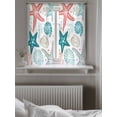 thumbnail image 5 of Red Teal Starfish Coastal Curtains 45 Inch Length,Sheer Curtains for Bedroom Living Room Window Summer Beach Nautical Coral Sea Rod Pocket Drapes Kitchen Curtains Small Half Window 52"x45" 2 Panels, 5 of 7