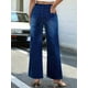 thumbnail image 5 of Pantalones Vaqueros Anchos de Talla Grande para Mujer, Cintura Alta, Adelgazantes, con Múltiples Bolsillos, Rectos, Holgados e Informales. Azul Oscuro M, 5 of 9