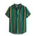 thumbnail image 1 of Unique Bargains Chemises en Lin Henley à Manches Courtes pour Hommes Vert Jaune S, 1 of 6