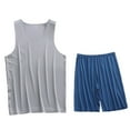 thumbnail image 3 of Sentmoon Mens 2 Piece Outfits Mens Muscle Tank Top and Mens Golf Shorts Sleeveless V Neck Summer Shirts for Men Solid Color Moisture Wicking Loose Plus Size Men's Clothing Vacation Gray XXXXL, 3 of 4